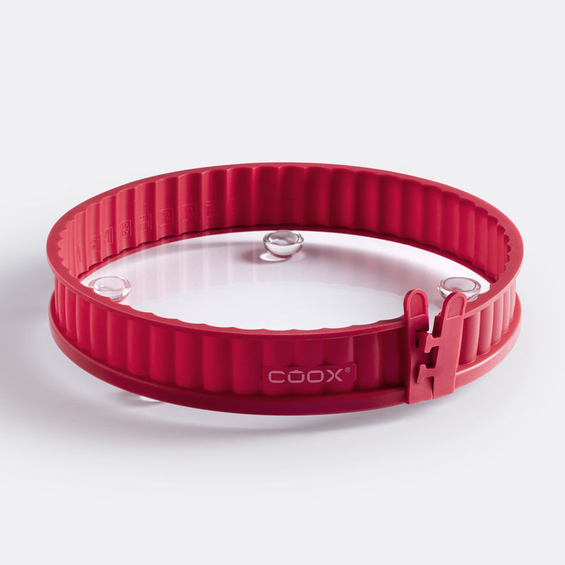Spülmaschinenfeste Springform Coox Springform Mit Glas-Servierplatte Und Glasfüßen – 26 Cm Durchmesser – Rot – Backen, Servieren & Schneiden In Einem – Ofenfest Bis 230 °C – Spülmaschinenfest – 10 Jahre Garantie